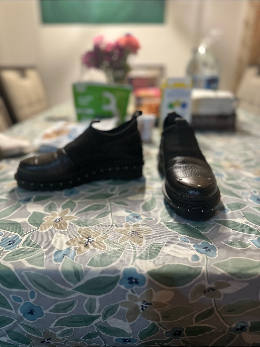 Black Women's Slip-On Loafers with Studded Sole